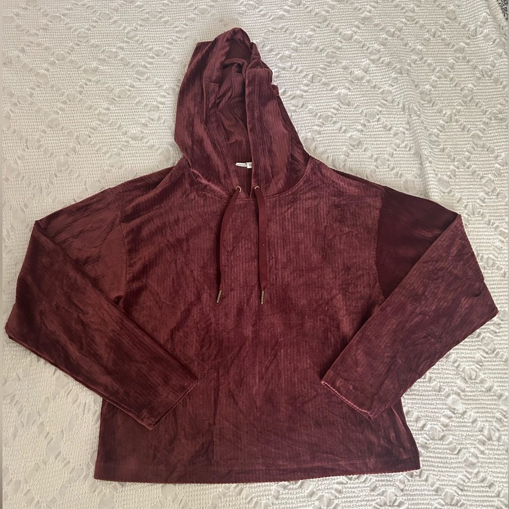 Burgundy Velvet Hoodie